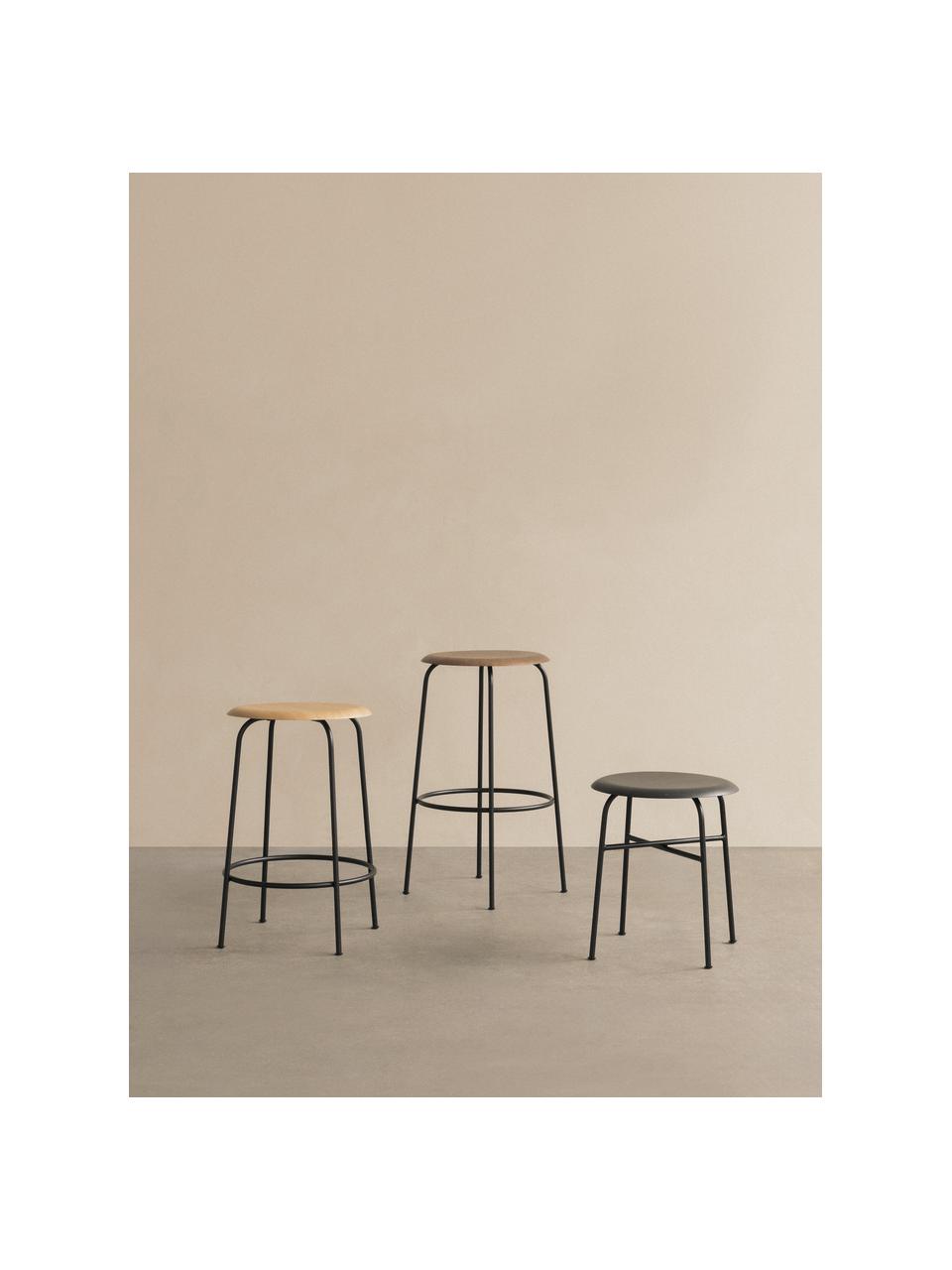 Tabouret de comptoir Afteroom, Bois, cadre noir, Ø 50 x haut. 75 cm