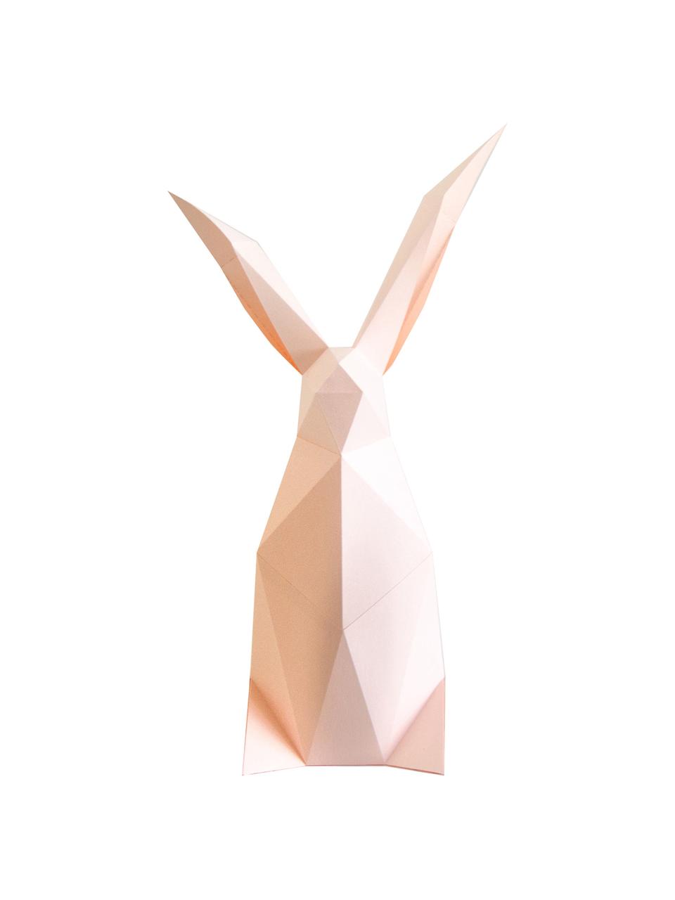 Tischleuchte Rabbit, Bausatz aus Papier, Lampenschirm: Papier, 160 g/m², Sockel: Holzfaserplatte und Kunst, Rosa, 18 x 34 cm