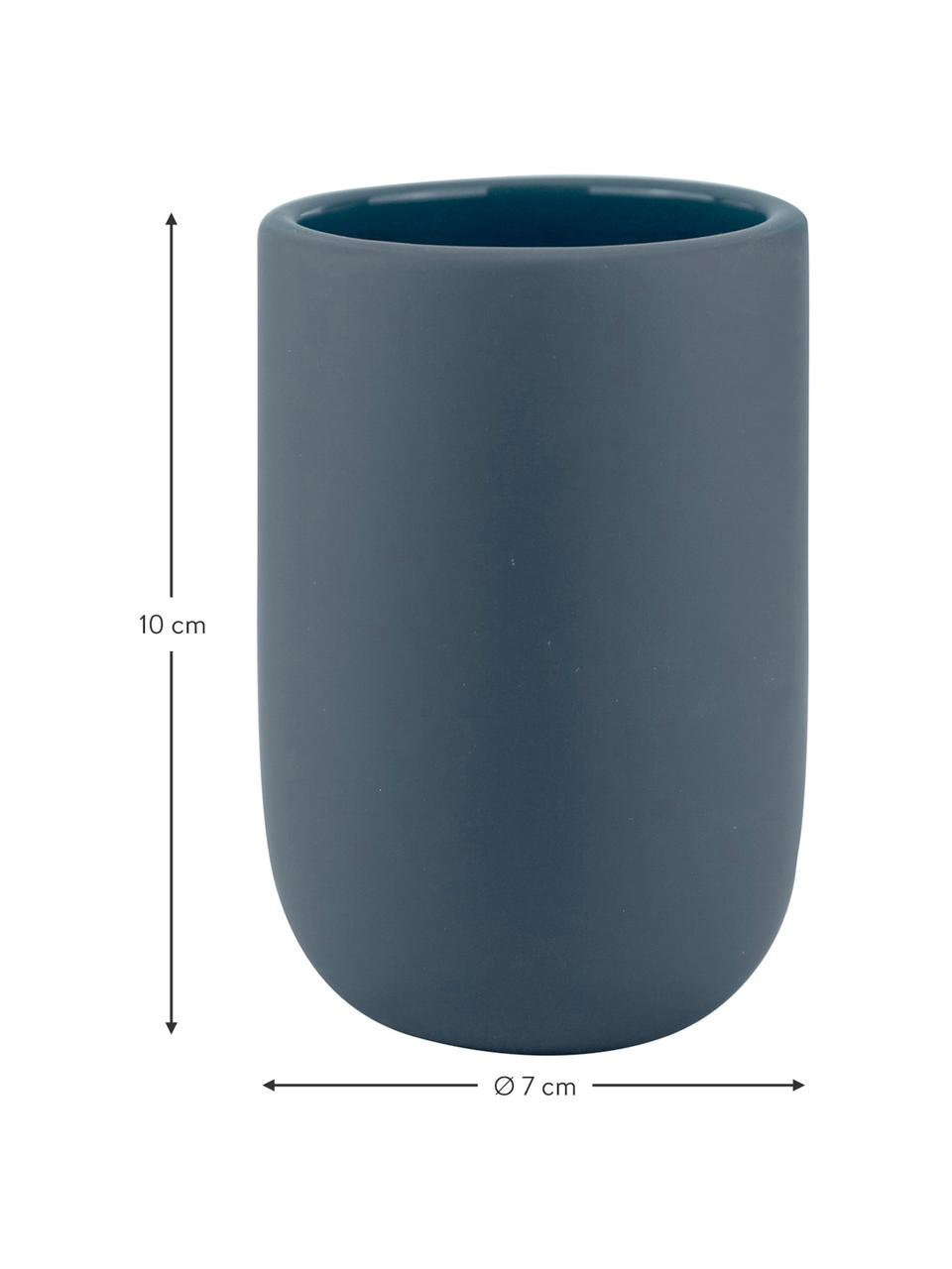 Porta spazzolini in ceramica Lotus, Ceramica, Blu, Ø 7 x Alt. 10 cm