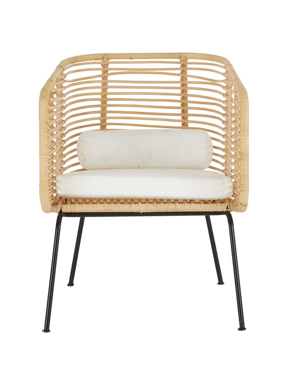 Rattan-Loungestuhl Merete, Sitzfläche: Rattan, Gestell: Metall, pulverbeschichtet, Rattan, Weiss, B 72 x T 74 cm