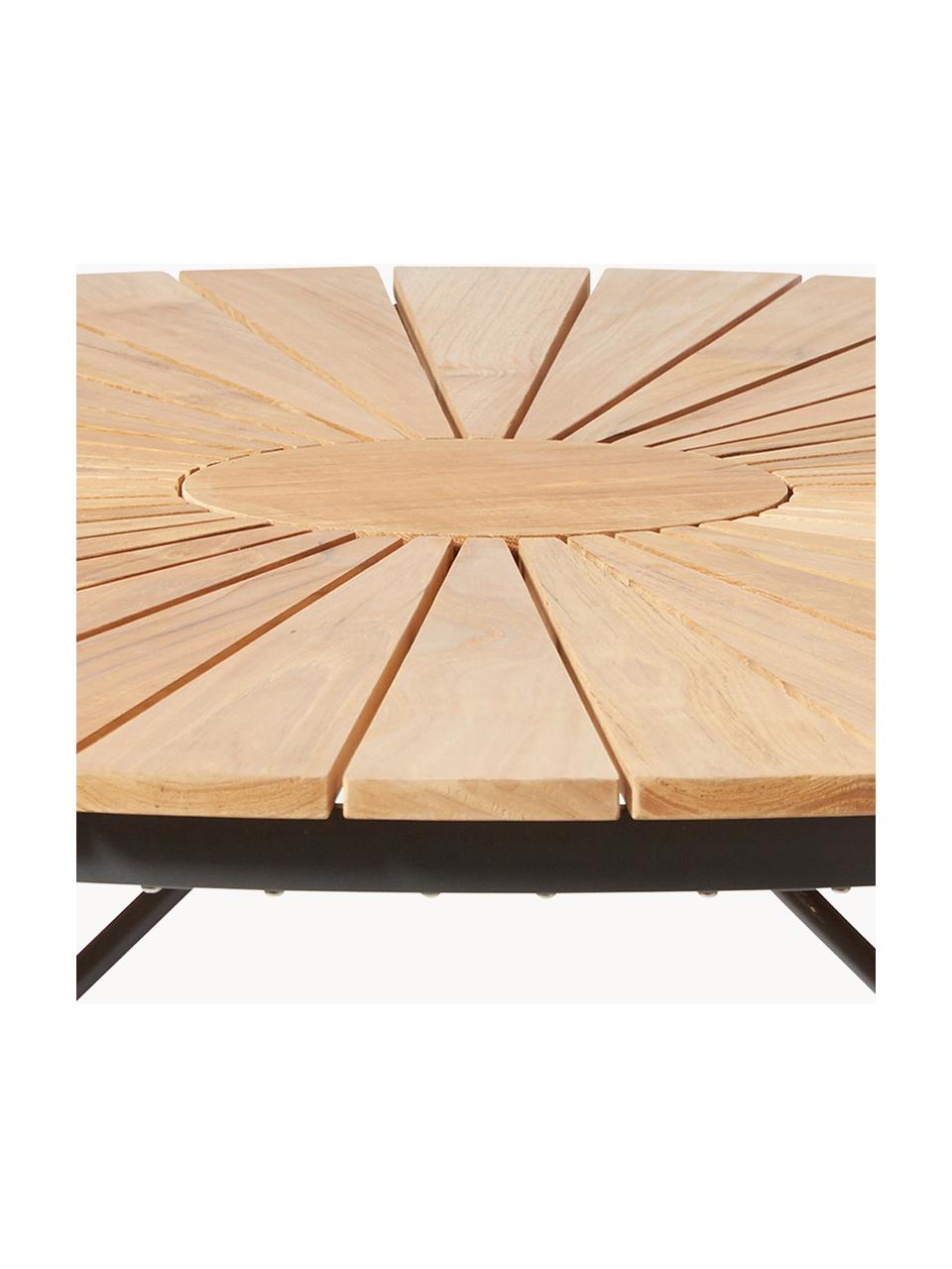 Mesa redonda para exterior con tablero de madera de teca Ellen, tamaños diferentes, Tablero: madera de teca lijada, Estructura: aluminio con pintura en p, Madera de teca, gris antracita, Ø 110 x Al 73 cm