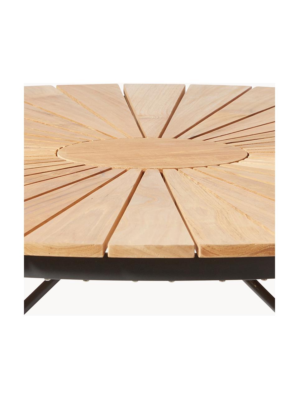 Runder Gartentisch Hard & Ellen mit Teakholzplatte, verschiedene Größen, Tischplatte: Teakholz, geschliffen, Teakholz, Anthrazit, Ø 110 x H 73 cm