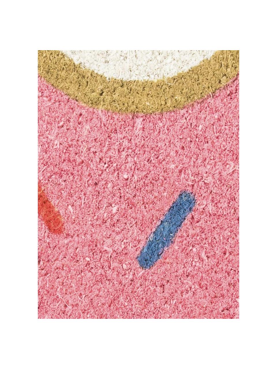 Deurmat Donut, Bovenzijde: kokosvezels, Onderzijde: PVC, Roze, multicolour, 40 x 70 cm