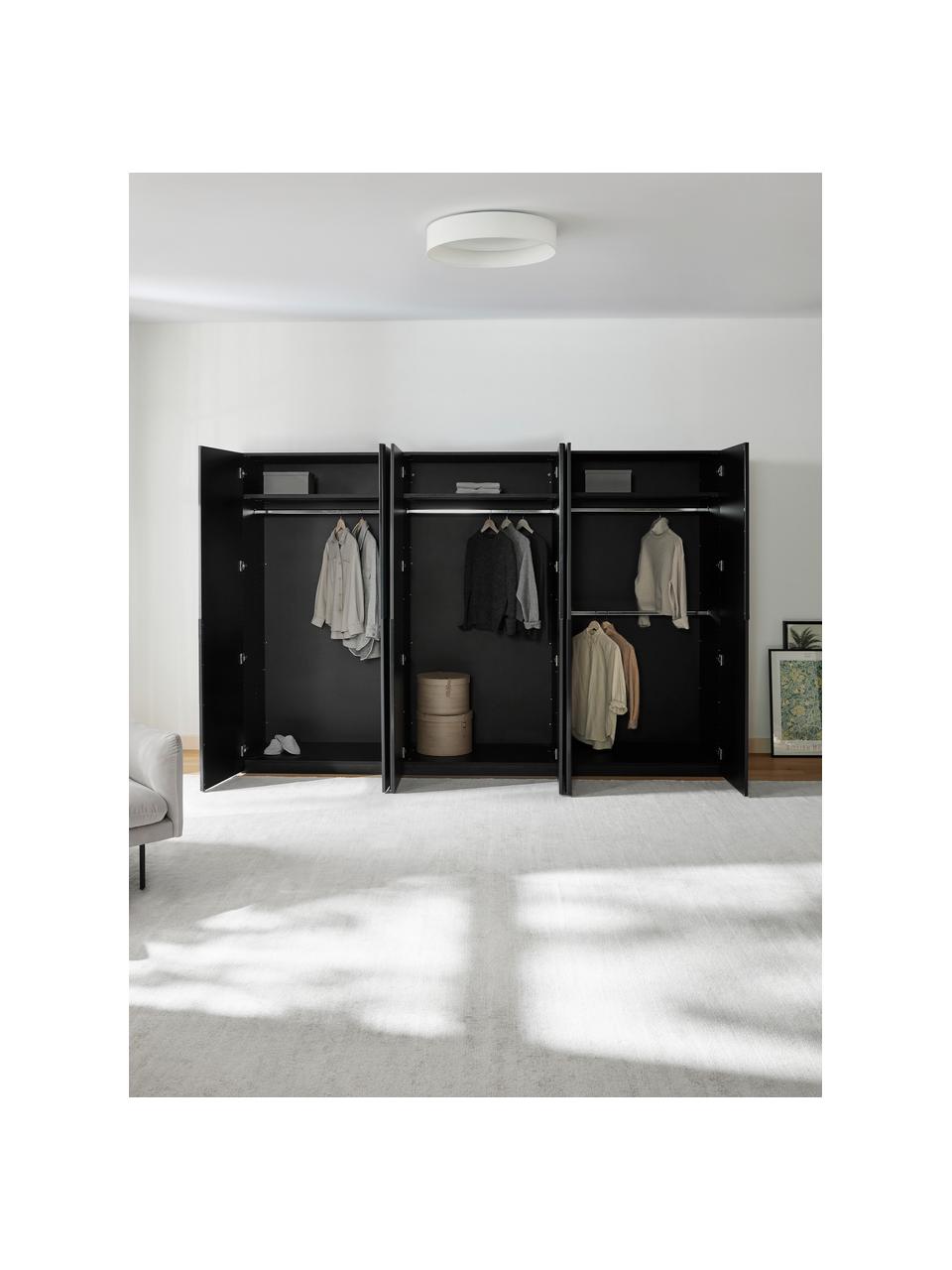 Armario modular Leon, 6 puertas (300 cm), diferentes variantes, Estructura: tablero aglomerado revest, Negro, Interior Basic (An 300 x Al 200 cm)