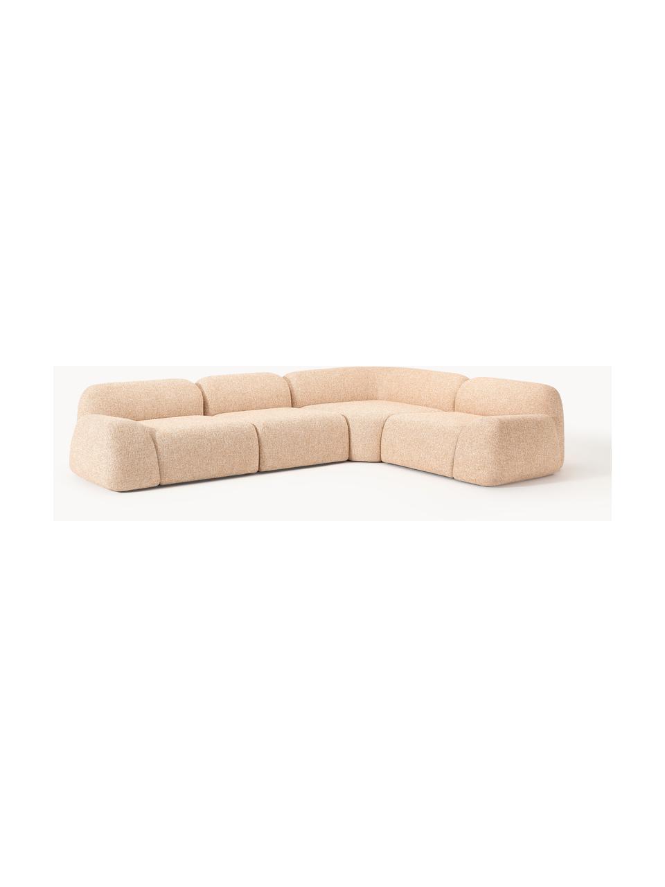 Modulares Ecksofa Wolke (4-Sitzer) aus Bouclé, Bezug: Bouclé (96 % Polyester, 4, Füße: Kunststoff Dieses Produkt, Bouclé Orange, B 349 x T 262 cm