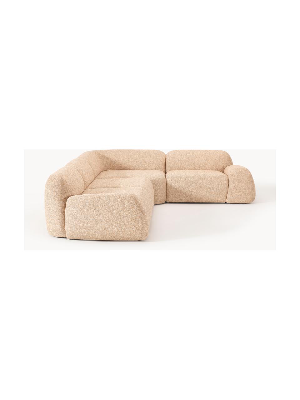 Modulares Ecksofa Wolke (4-Sitzer) aus Bouclé, Bezug: Bouclé (96 % Polyester, 4, Füße: Kunststoff Dieses Produkt, Bouclé Orange, B 349 x T 262 cm