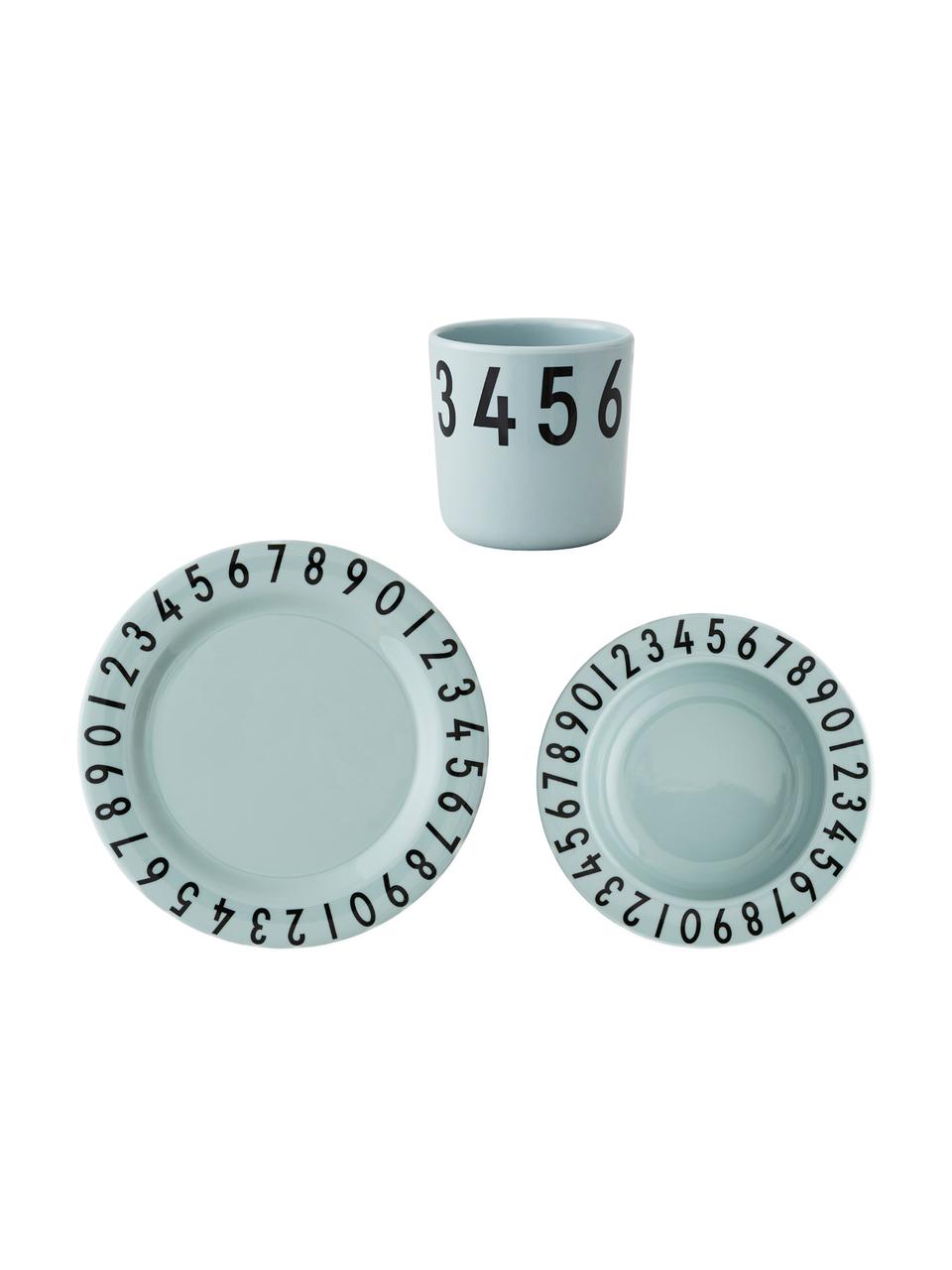 Ontbijtset Numbers, 3-delig, Ecozen, Blauw, zwart, B 22 x H 7 cm