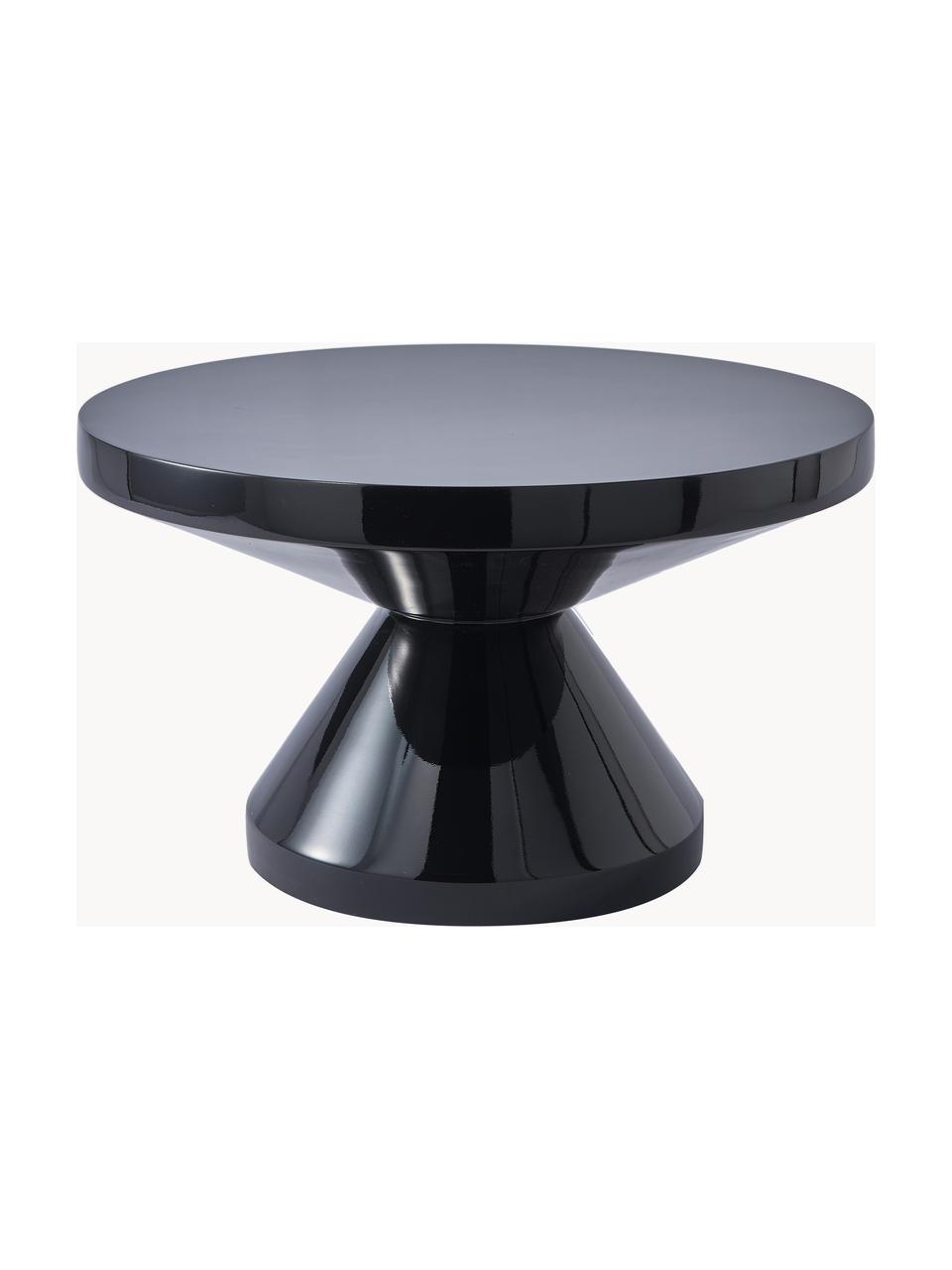 Kulatý konferenční stolek Zig Zag, Lakovaná umělá hmota, Černá, Ø 60 cm