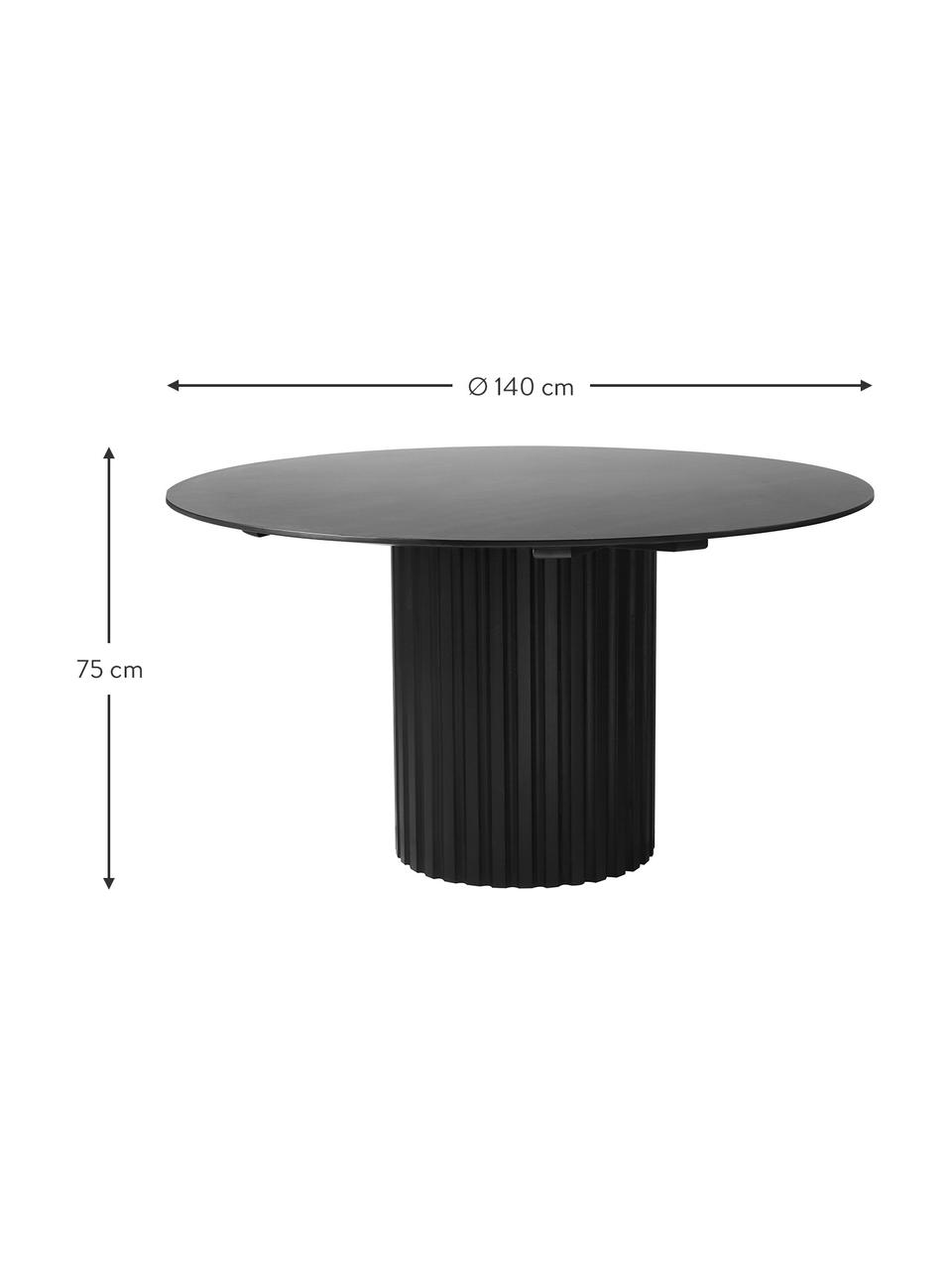 Okrúhly stôl s drážkovou dekoráciou Pillar, Čierna