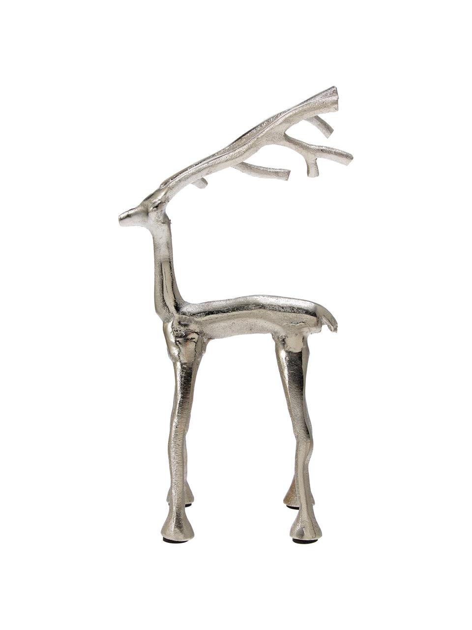 Cerf décoratif fait main Marely, Aluminium, Argenté, larg. 14 x haut. 27 cm
