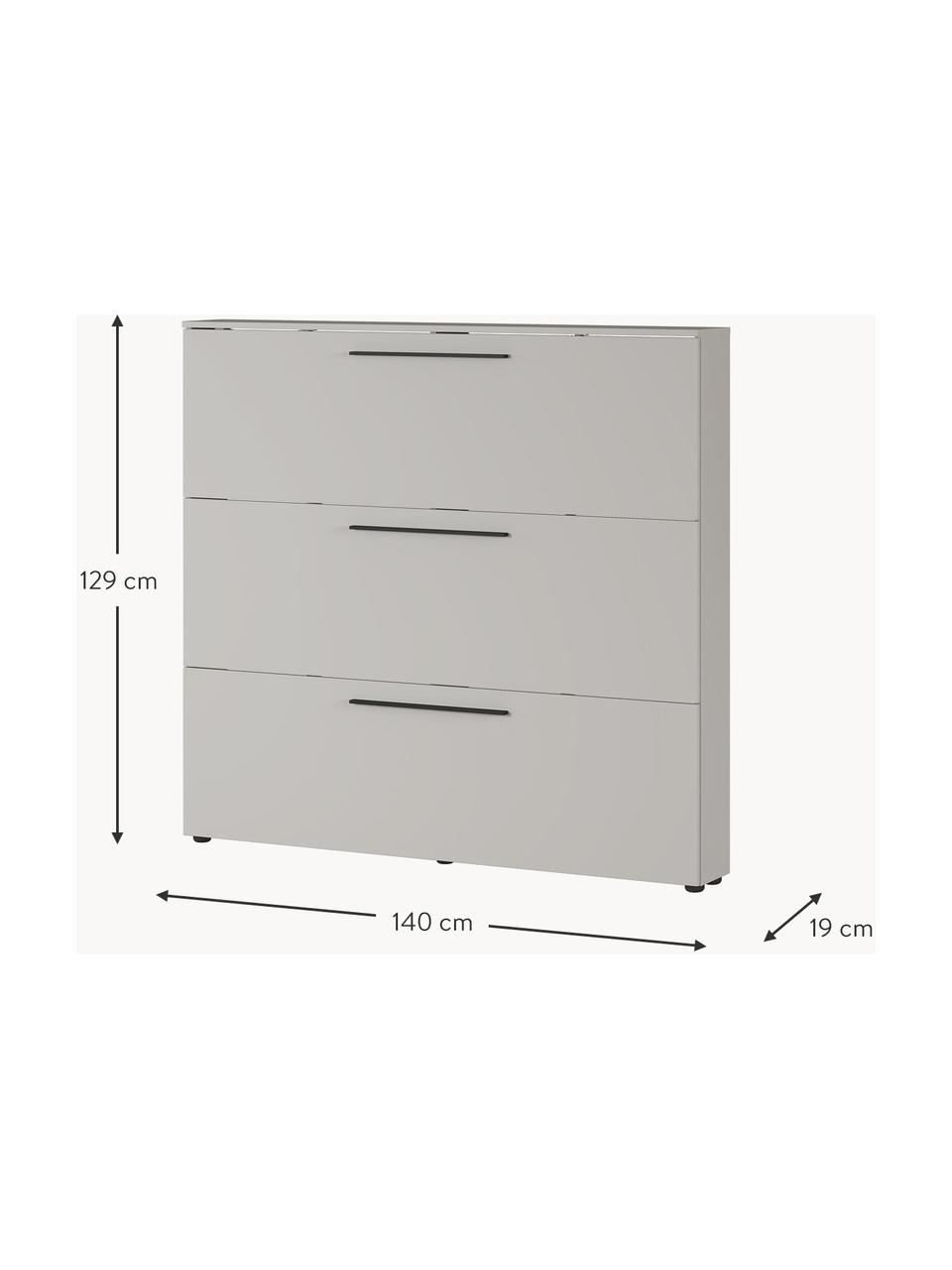 Meuble à chaussures avec compartiments rabattables Dallas, Grège, larg. 140 x haut. 129 cm