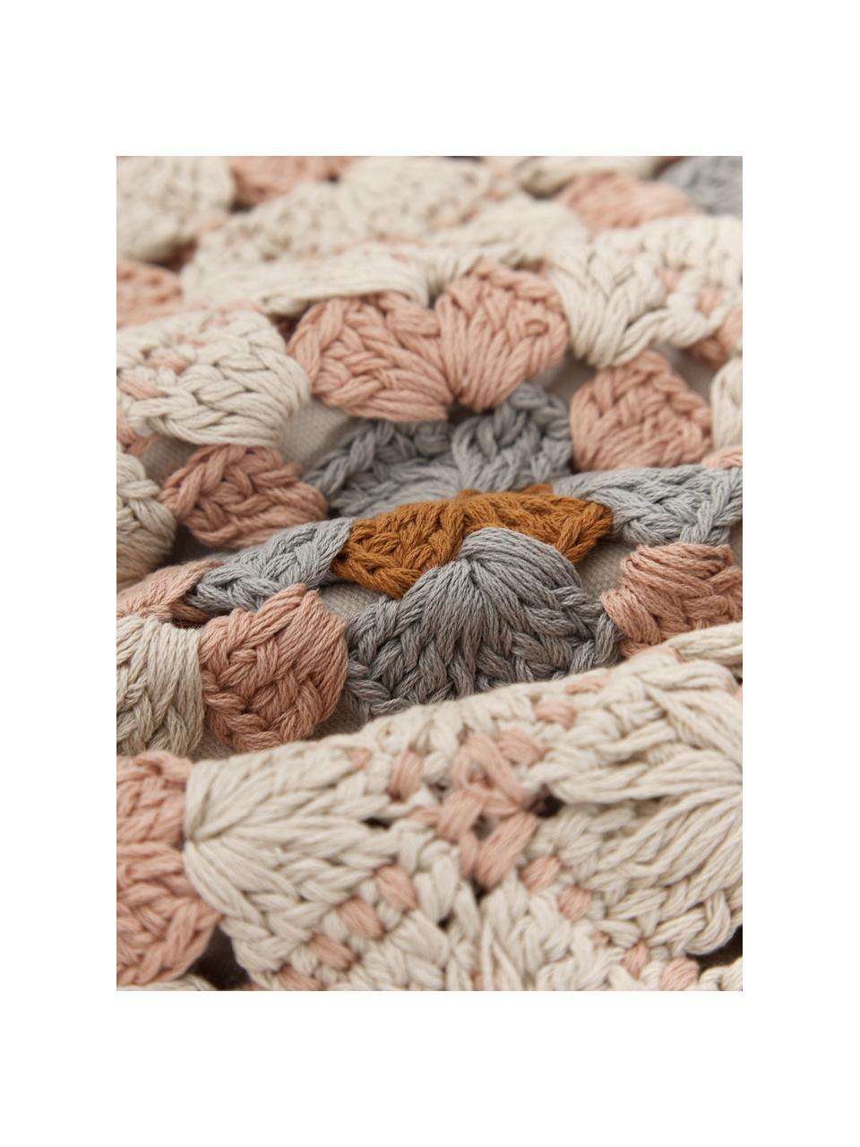 Housse de coussin 45x45 crochetée Brielle, 100 % coton, Multicolore, larg. 45 x long. 45 cm