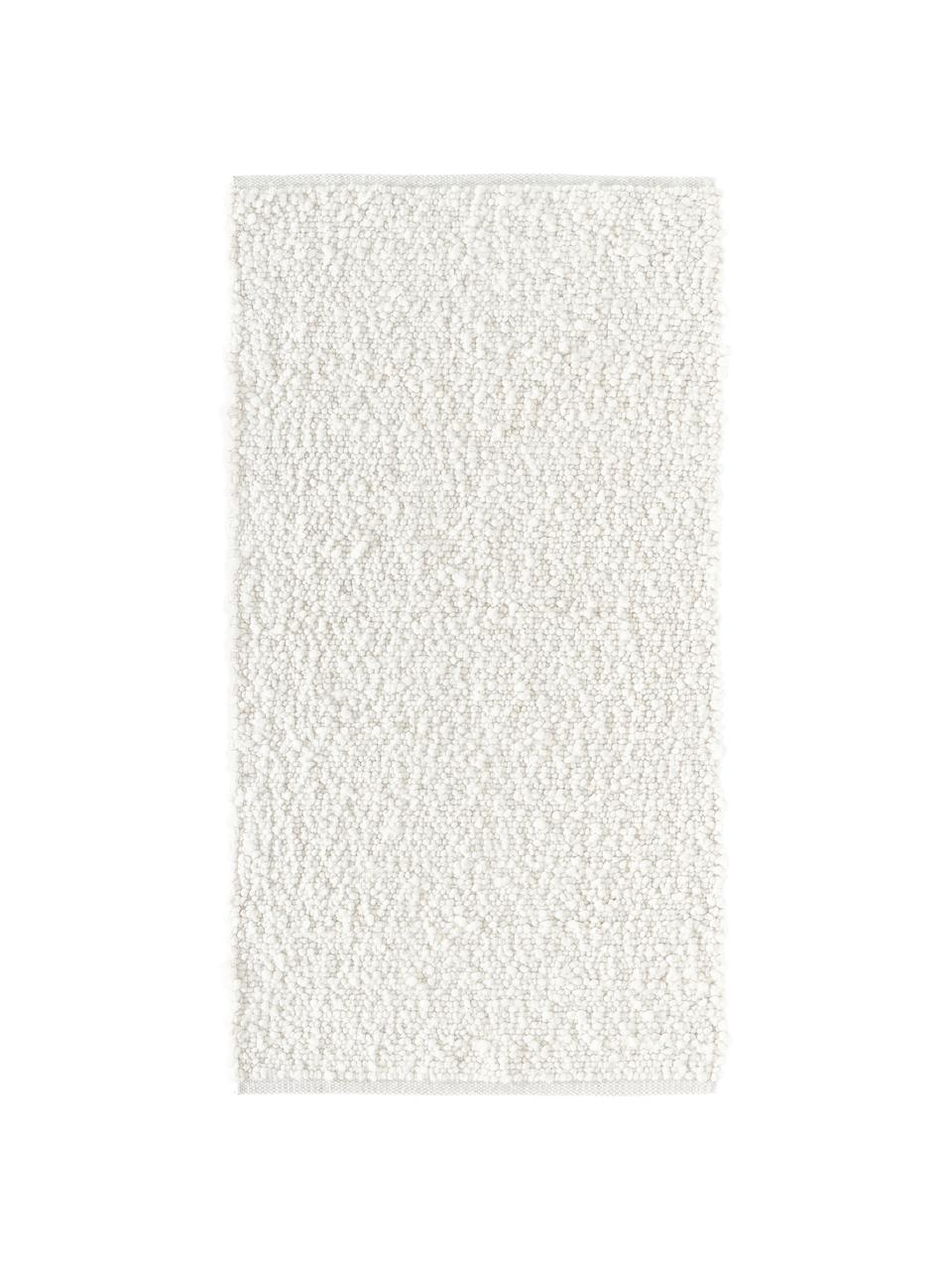 Handgewebter Teppich Leah, 88 % Polyester, 12 % Jute, GRS-zertifiziert, Weiß, B 80 x L 150 cm (Größe XS)