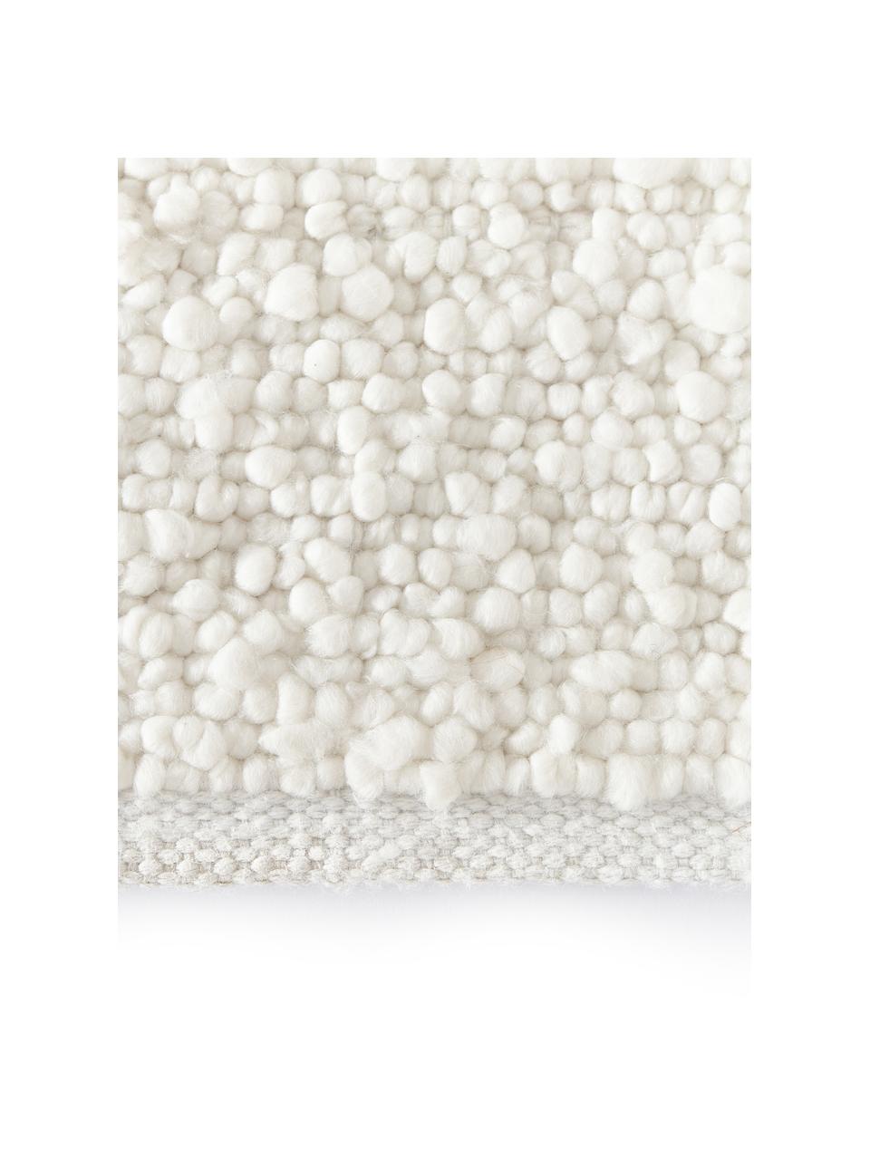 Handgeweven vloerkleed Leah in wit, 100% polyester, GRS-gecertificeerd, Wit, B 80 x L 150 cm