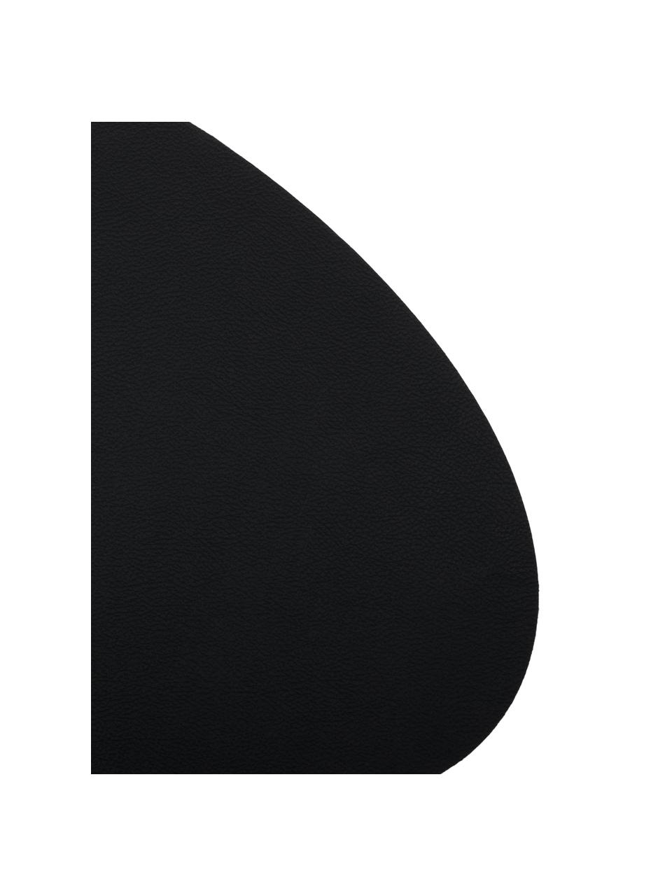Ovale Kunstleder-Tischsets Leni, 2 Stück, Kunstleder, Schwarz, B 33 x L 40 cm