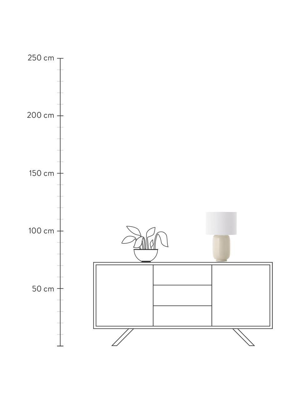 Keramische tafellamp Cadiz in beige, Lampenkap: stof, Lampvoet: keramiek, Beige, wit, Ø 28 x H 43 cm