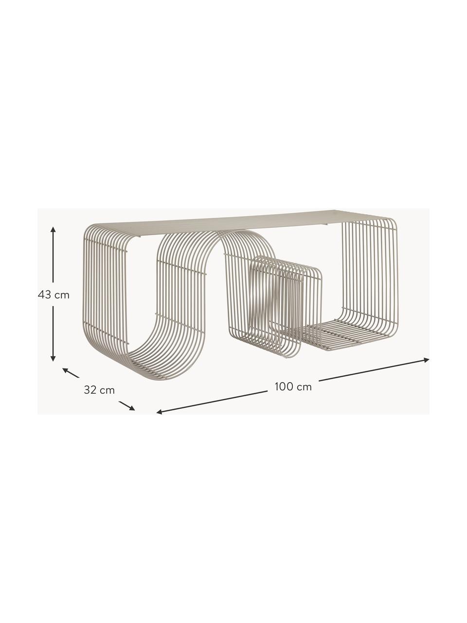 Ławka z metalu Curva, Stal malowana proszkowo, Greige, matowy, S 100 x G 32 cm