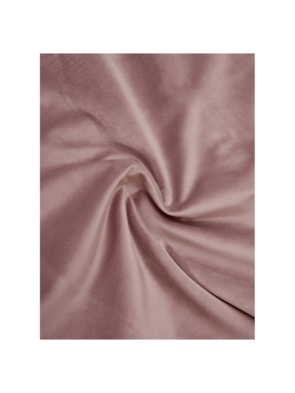 Fluwelen kussenhoes Marilyn met franjes in oudroze, Bekleding: fluweel (100% polyester), Franjes: 100% viscose, Oudroze, B 45 x L 45 cm