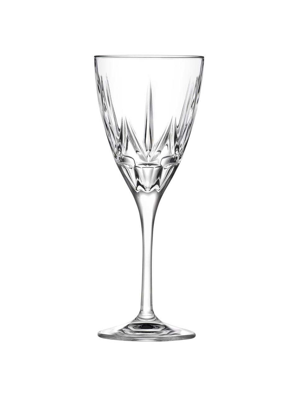 Copas de vino tinto de cristal con relieve Chic, 6 uds., Cristal Luxion, Transparente, Ø 9 x Al 22 cm, 360 ml