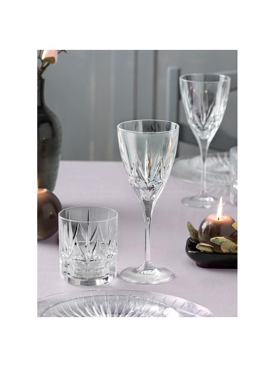 Copas de vino tinto de cristal con relieve Chic, 6 uds., Cristal Luxion, Transparente, Ø 9 x Al 22 cm, 360 ml