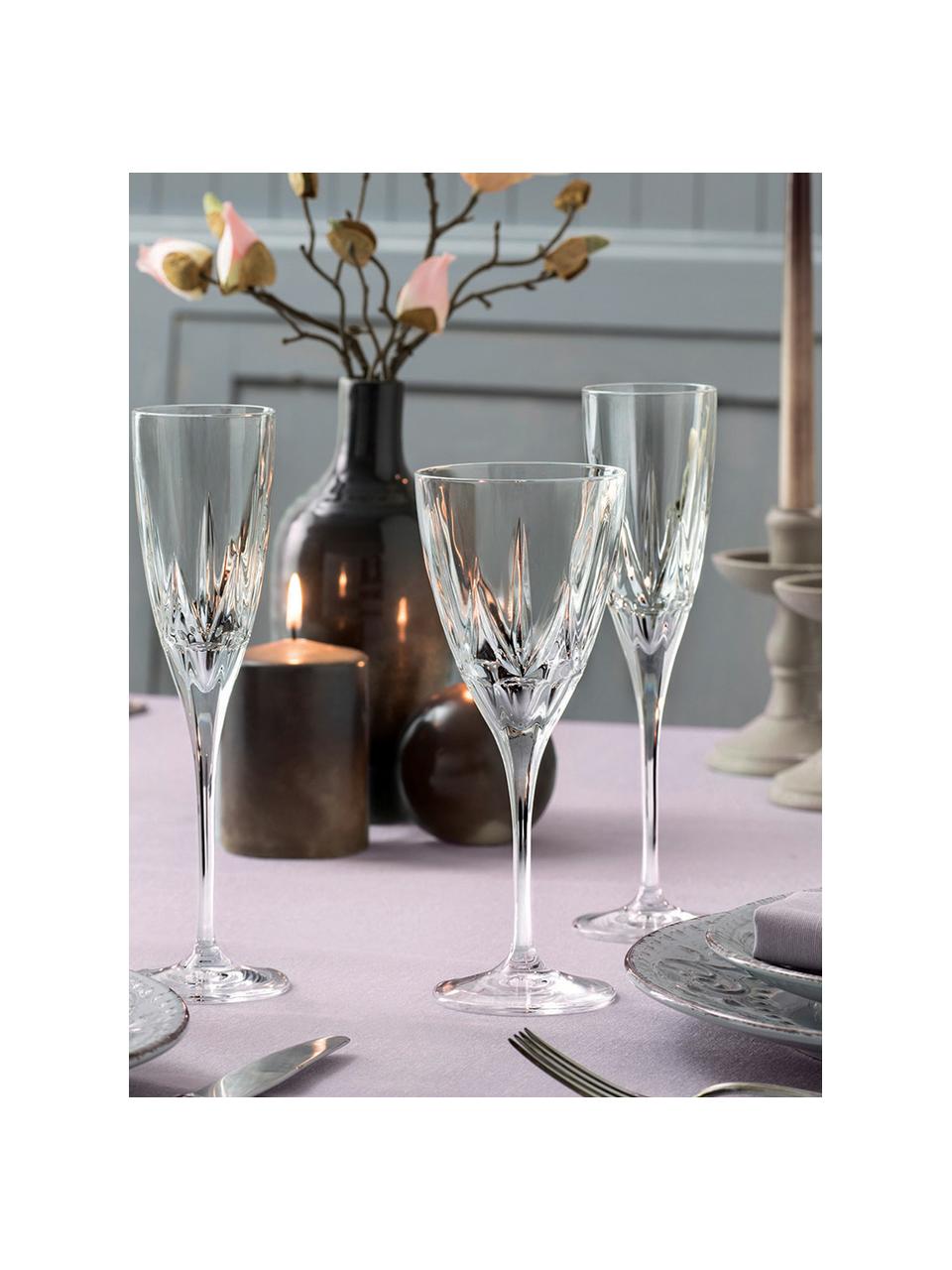 Copas de vino tinto de cristal con relieve Chic, 6 uds., Cristal Luxion, Transparente, Ø 9 x Al 22 cm, 360 ml