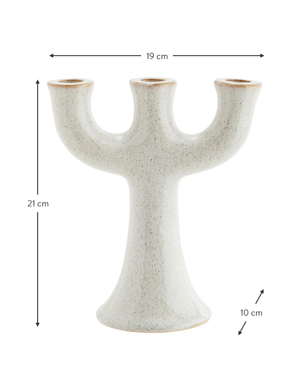 Świecznik z kamionki Trident, Kamionka, Biały, nakrapiany, S 19 x W 21 cm