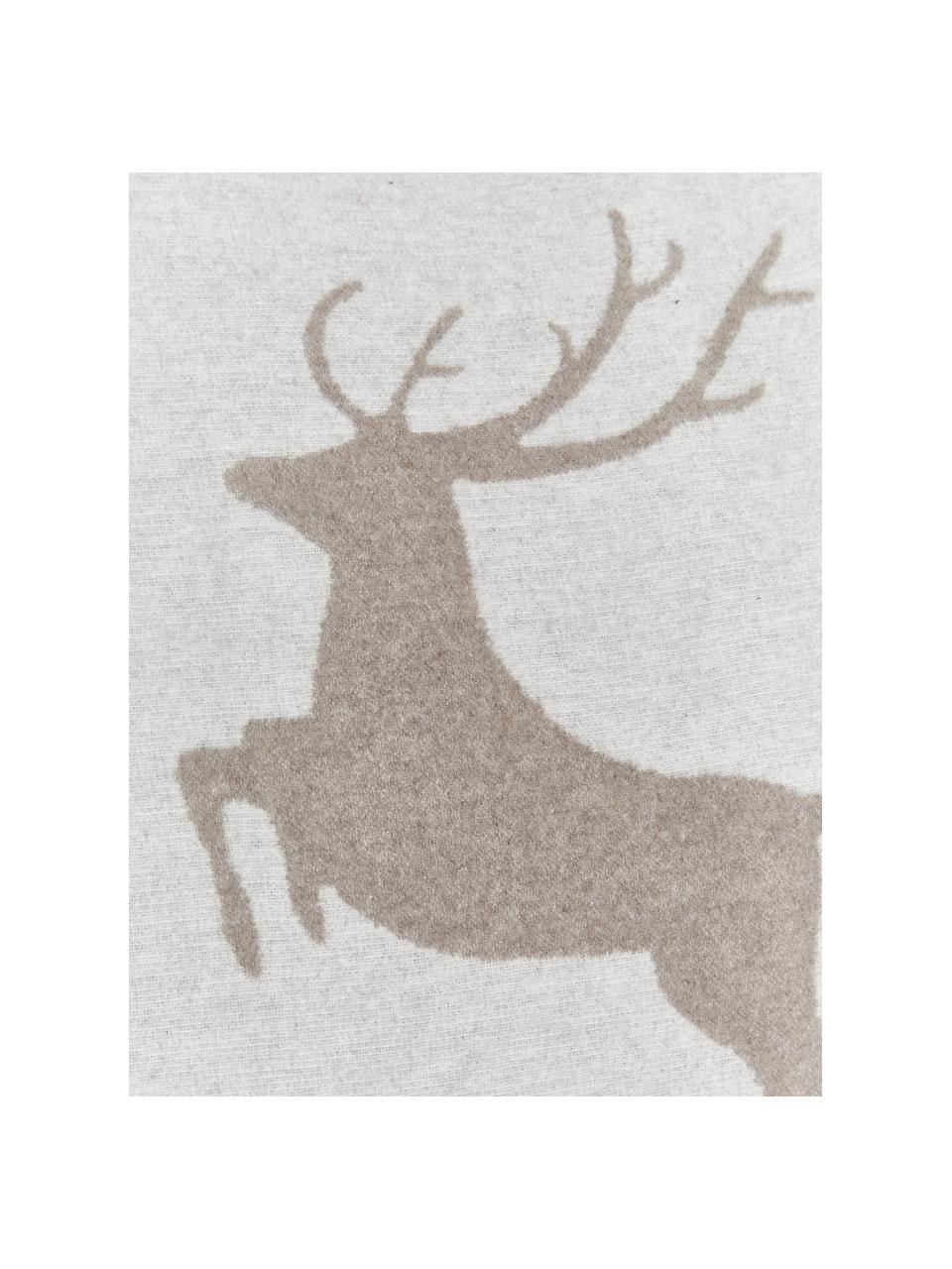 Housse de coussin 50x50 motif cerf Sylt, 85 % coton, 8 % viscose, 7 % polyacrylique

Le polaire est fait d'un tissu de coton épais à surface rugueuse. Les housses de coussin en polaire sont moelleuses, douces et agréablement chaudes, Gris clair/beige, brun, larg. 50 x long. 50 cm