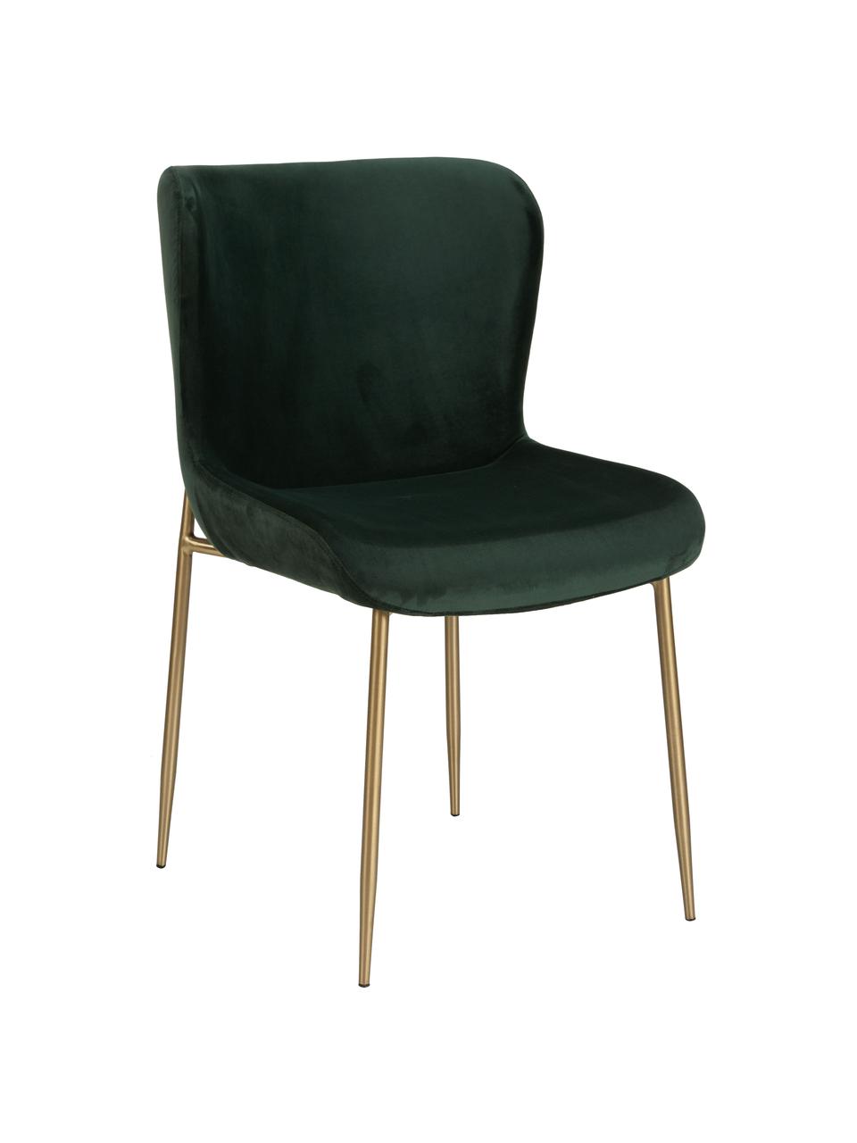 Silla de terciopelo Tess, Tapizado: terciopelo (poliéster) Al, Patas: metal con pintura en polv, Terciopelo verde, dorado, An 49 x Al 84 cm