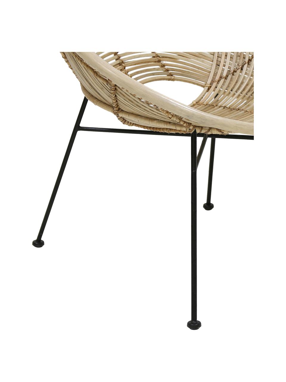 Rotan fauteuil Circles, Zitvlak: rotan, Poten: gepoedercoat metaal, Rotankleurig, B 72 x D 79 cm