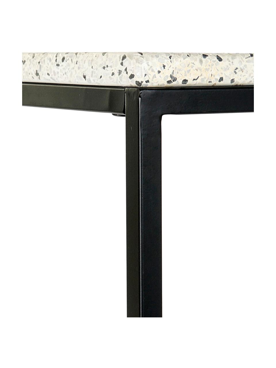 Stolik pomocniczy z metalu Pablo, Stelaż: metal lakierowany na czar, Blat: beton z lastriko, Biały, czarny, wielobarwny, S 40 x W 65 cm