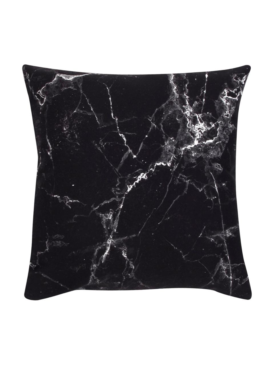 Housse de coussin 45x45 imprimé marbré Malin, Imprimé marbré, noir