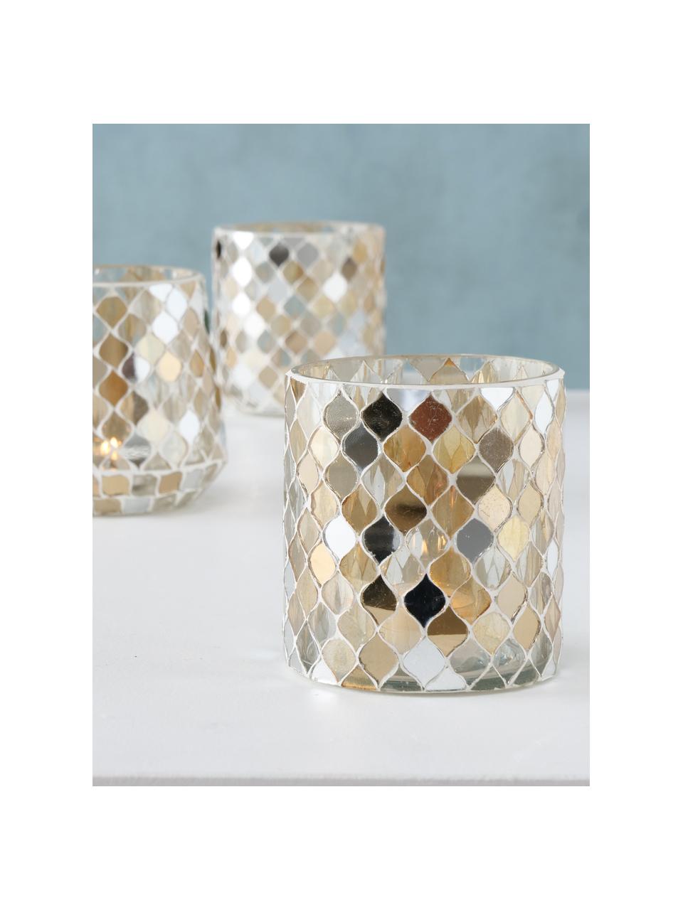 Teelichthalter-Set Horya, 3-tlg., Glas, Gips, Bernsteinfarben, transparent, Ø 10 x H 11 cm