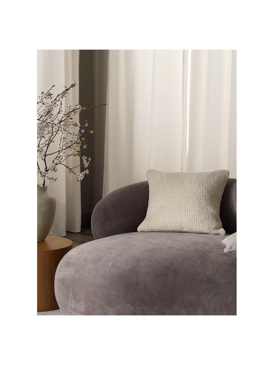 Housse de coussin en chenille douce blanc crème Beckett, 100 % polyester, Blanc crème, larg. 45 x long. 45 cm