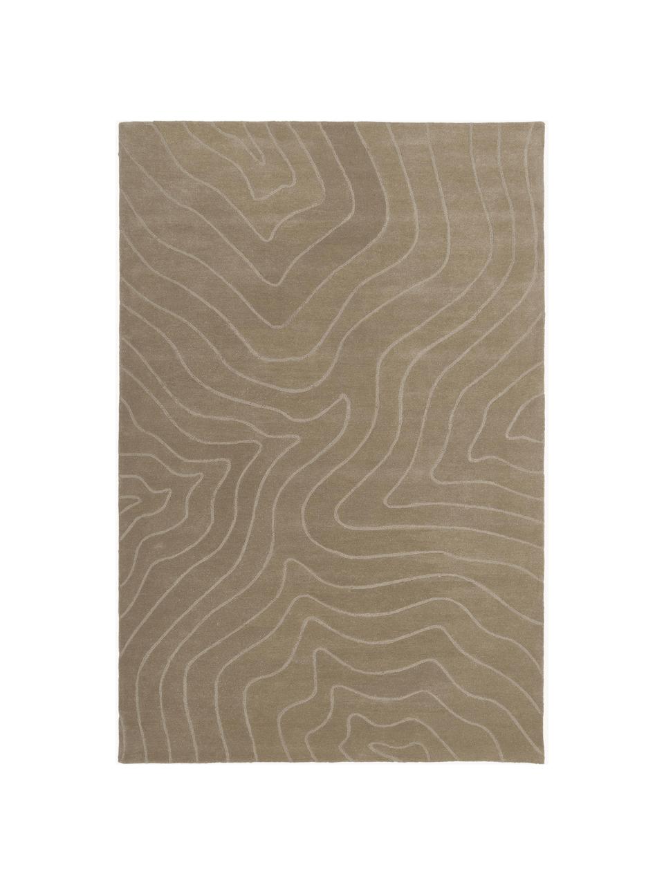 Wollen vloerkleed Aaron, handgetuft, Onderzijde: 100% katoen Bij wollen vl, Taupe, B 300 x L 400 cm (maat XL)