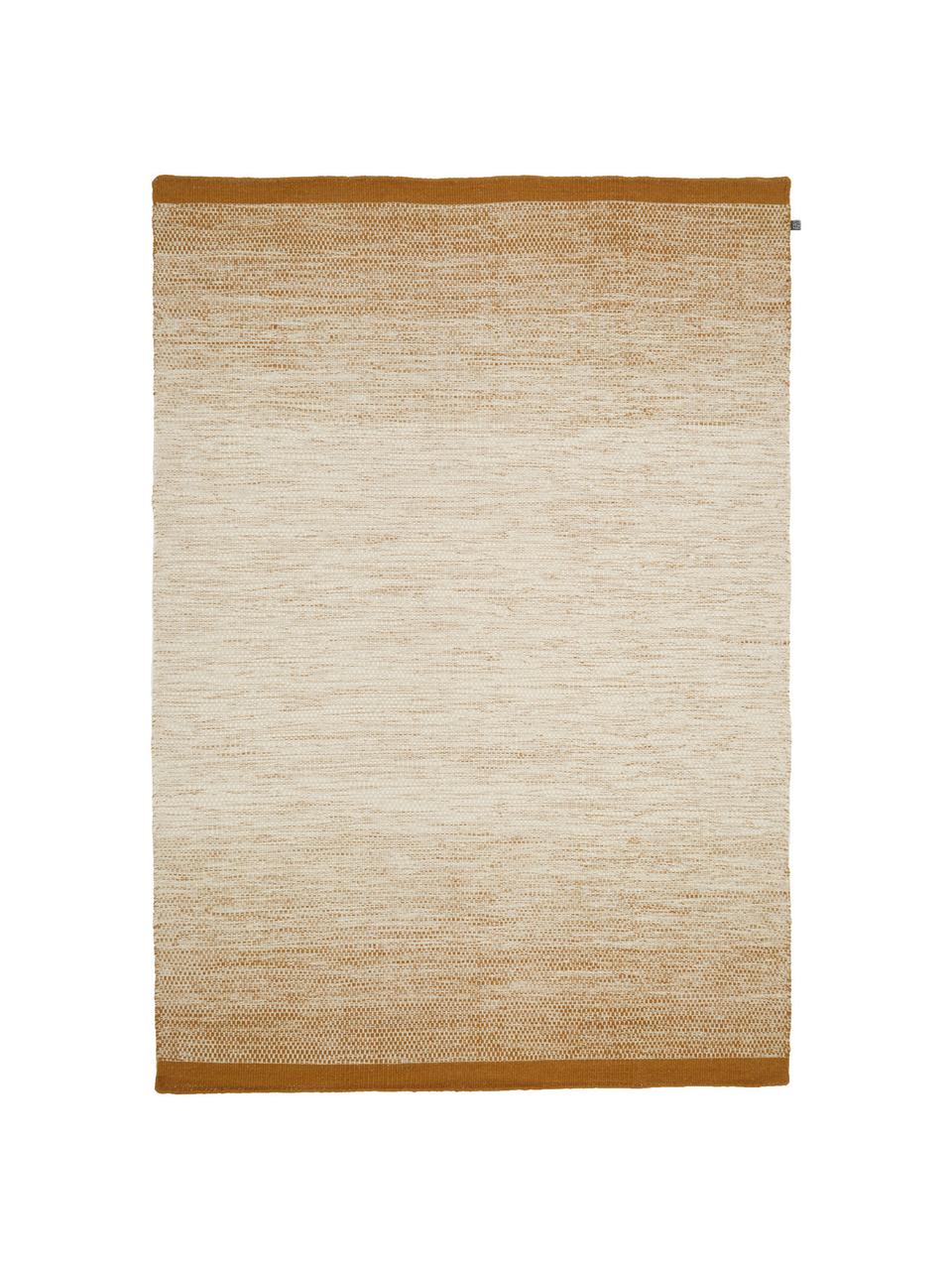 Tapis en laine beige jaune tissé main Lule, Ocre, beige