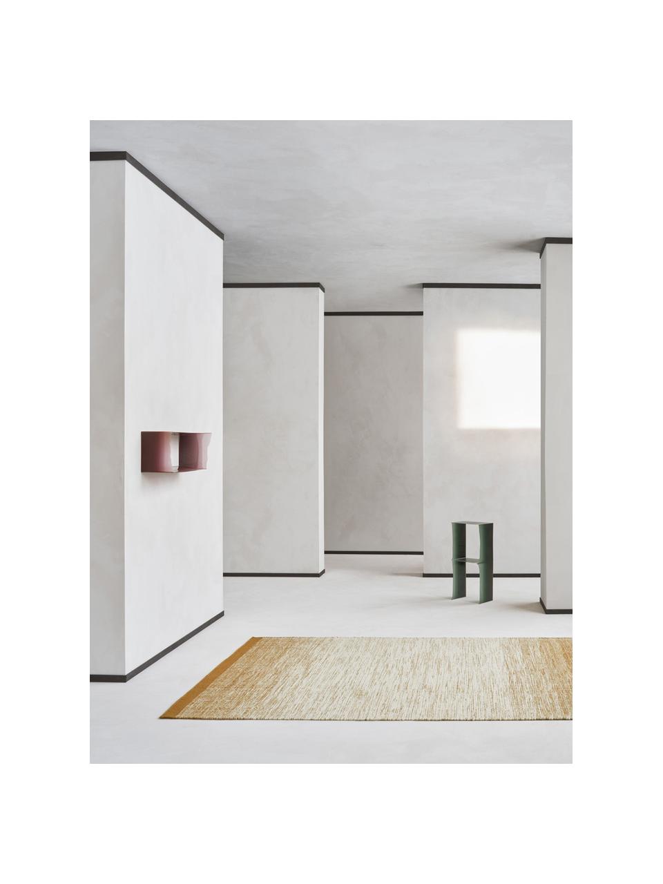 Ručne tkaný vlnený koberec s gradientom Lule, Okrovožltá, béžová