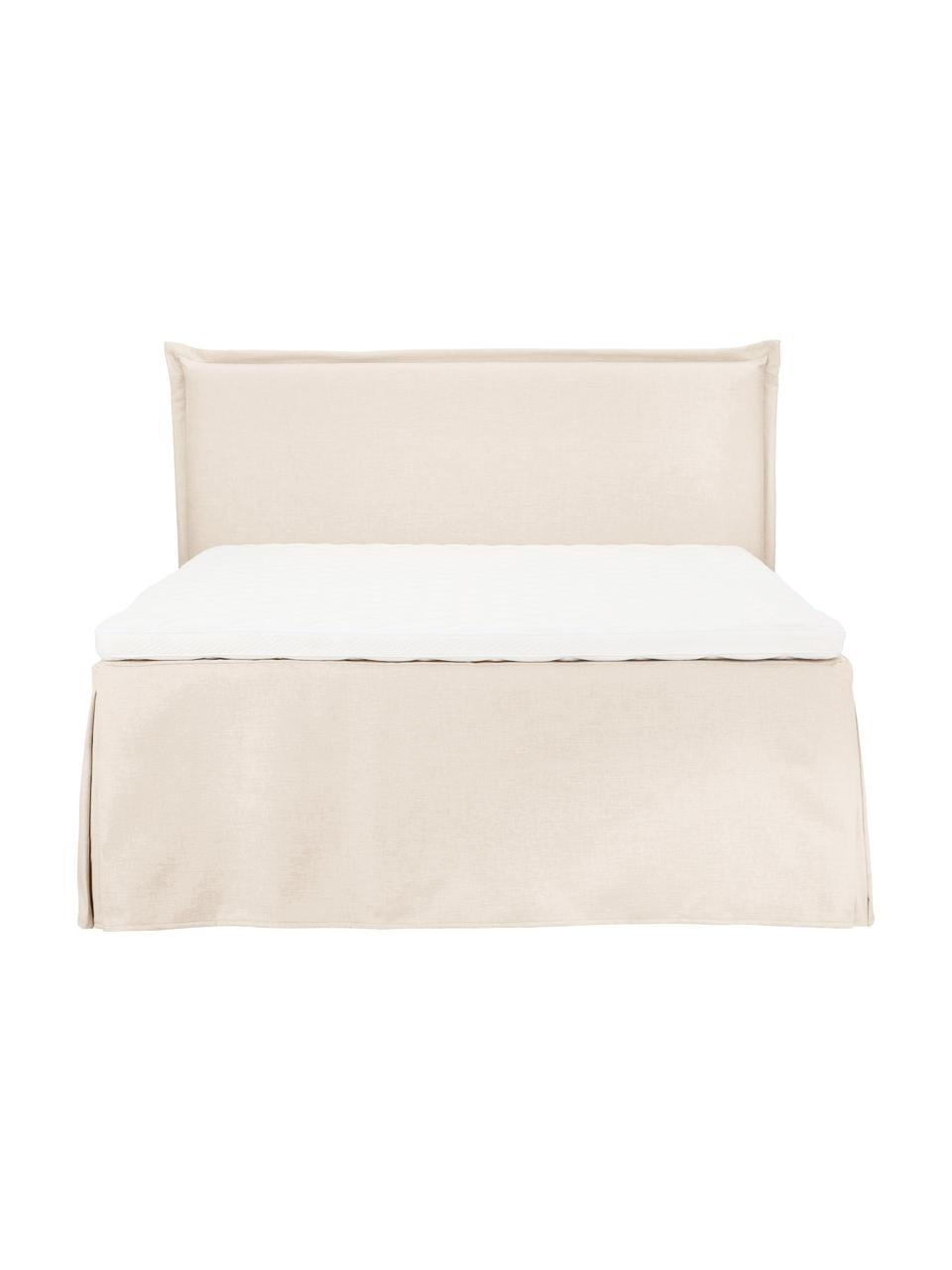 Premium Boxspringbett Violet, Matratze: 5-Zonen-Taschenfederkern, Webstoff Cremeweiss, B 140 x L 200 cm, Härtegrad H3