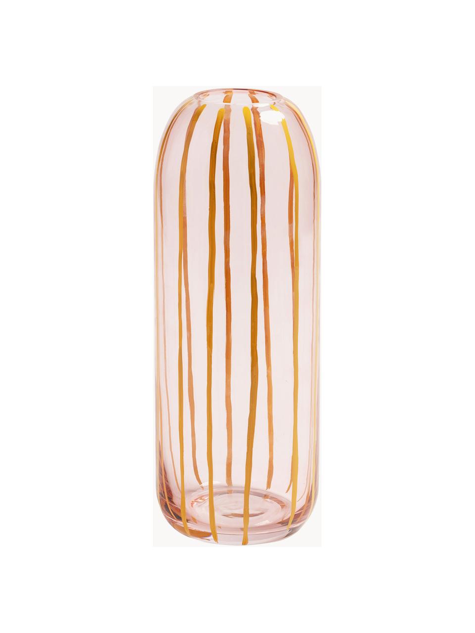 Handbemalte Glas-Vase Sweep, Glas, Gelb, Orange, Ø 10 x H 27 cm