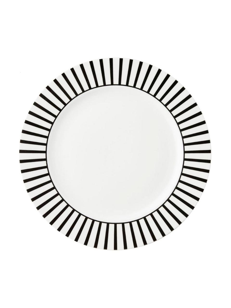 Raňajkový tanier s pásikmi Ceres Loft, 4 ks, Porcelán, Biela, čierna, Ø 21 x V 2 cm