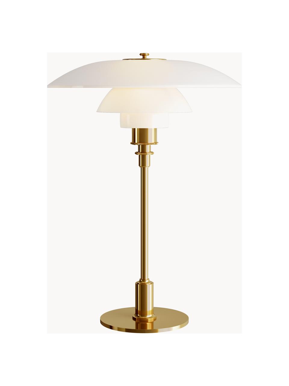 Große Tischlampe PH 3½-2½, mundgeblasen, Lampenschirm: Opalglas, mundgeblasen, Goldfarben, Weiß, Ø 33 x H 47 cm