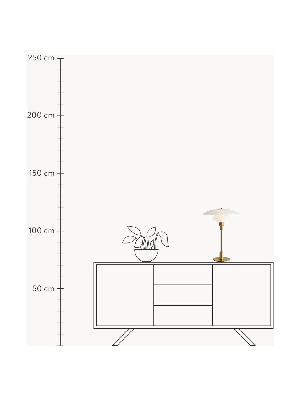 Grote tafellamp PH 3½-2½, mondgeblazen, Lampenkap: opaalglas, mondgeblazen, Goudkleurig, wit, Ø 33 x H 47 cm