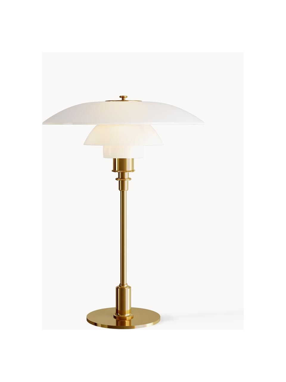 Velká stolní lampa PH 3½-2½, ručně foukaná, Zlatá, bílá, Ø 33 cm, V 47 cm