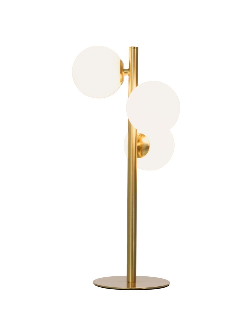 Lampada da tavolo Molekyl, Paralume: vetro opale, Base della lampada: ottone, Ottone, bianco, opale, Larg. 24 x Alt. 46 cm