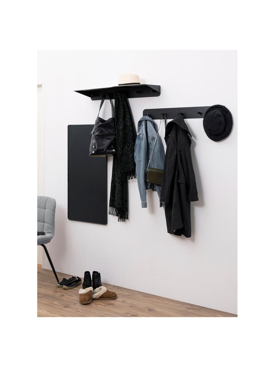 Perchero de pared con estante Selje, Metal recubierto, Negro, An 80 x Al 10 cm