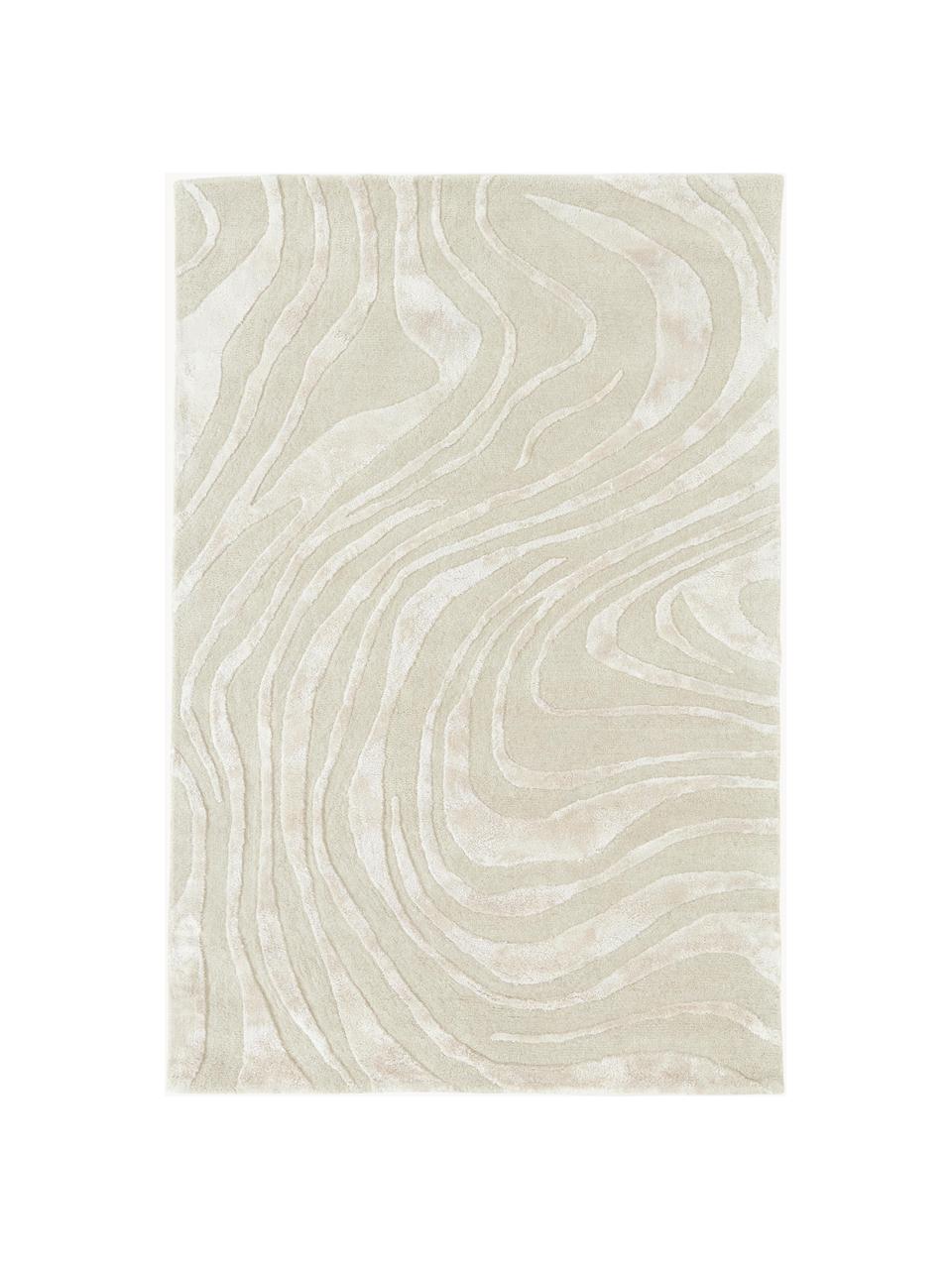 Alfombra artesanal texturizada de pelo corto Winola, Parte superior: 51% viscosa, 49% lana, Blanco Off White, An 200 x L 300 cm (Tamaño L)