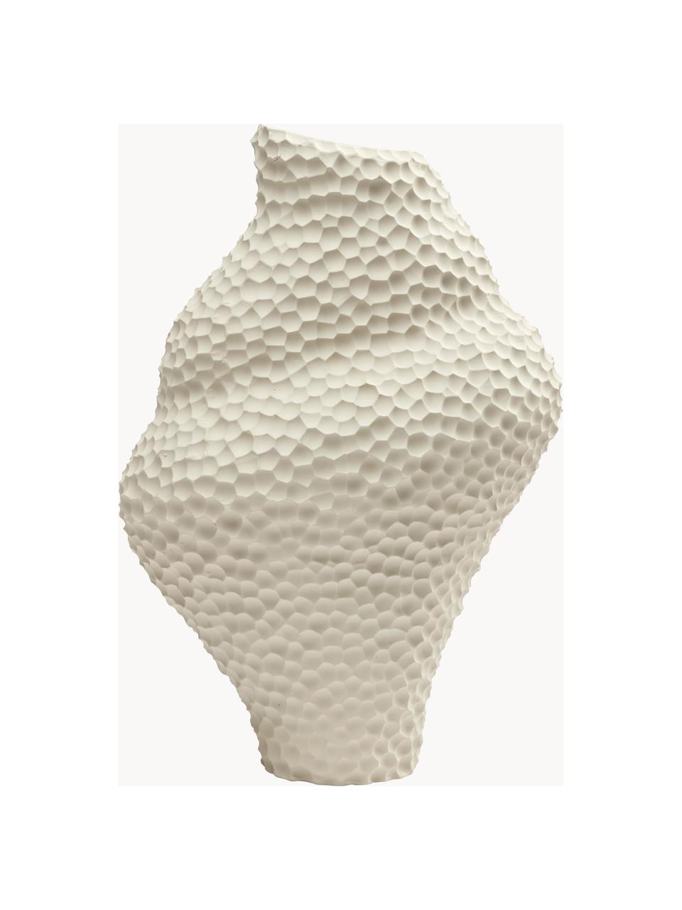 Dizajnová váza v organickom tvare Isla, V 32 cm, Keramika, Lomená biela, Š 22 x V 32 cm