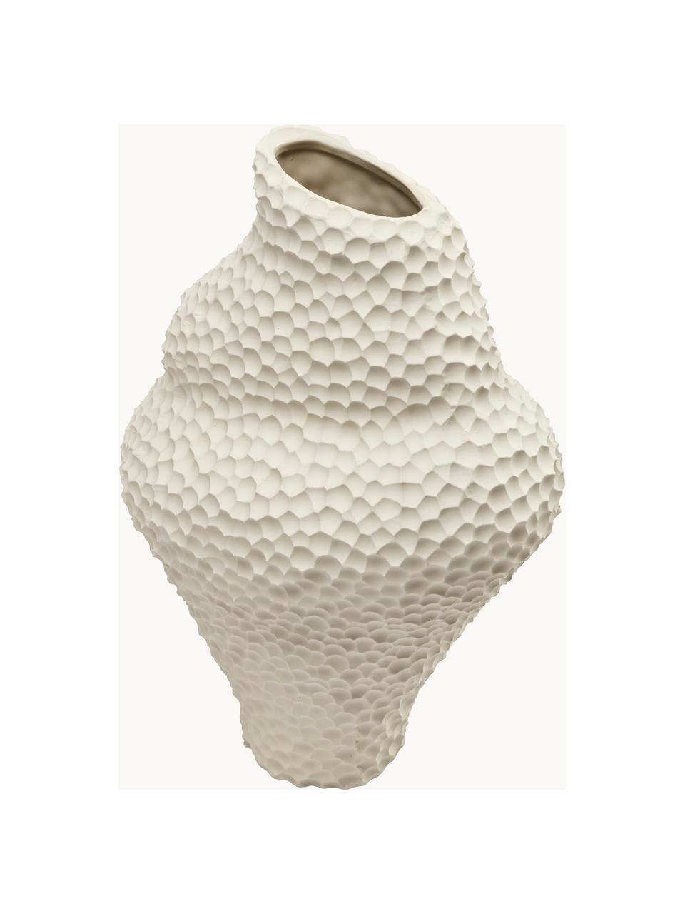 Design-Vase Isla in organischer Form, H 32 cm, Keramik, Off White, B 22 x H 32 cm