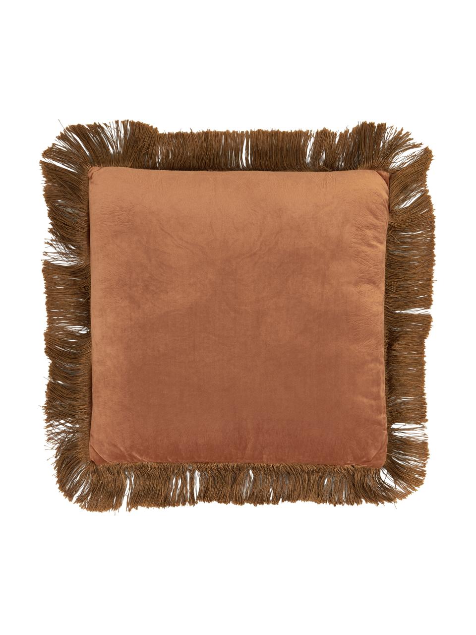 Kussen Fringes, met vulling, Polyester, Oranje, 45 x 45 cm