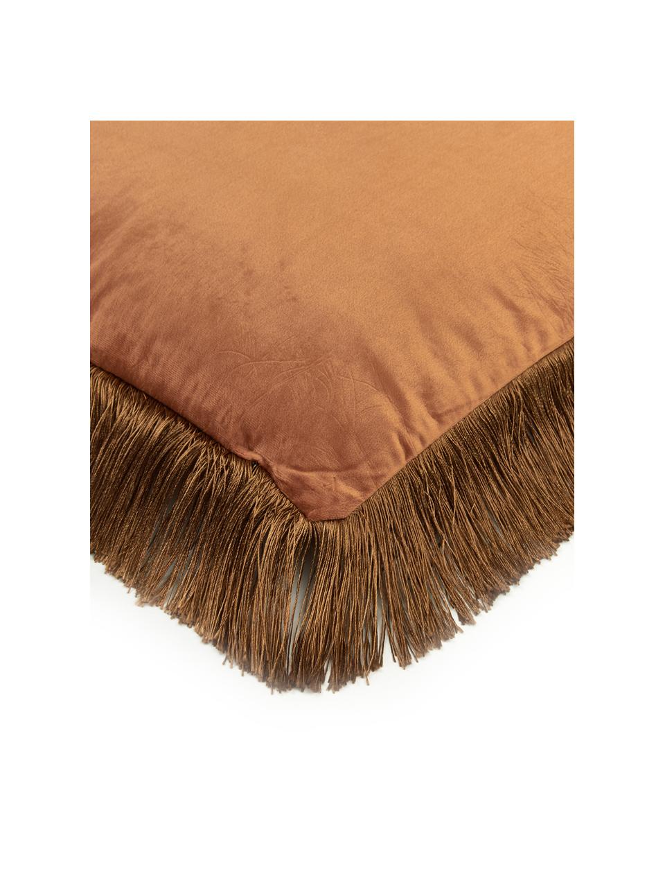 Cuscino con imbottitura Fringes, Arancione, Larg. 45 x Lung. 45 cm