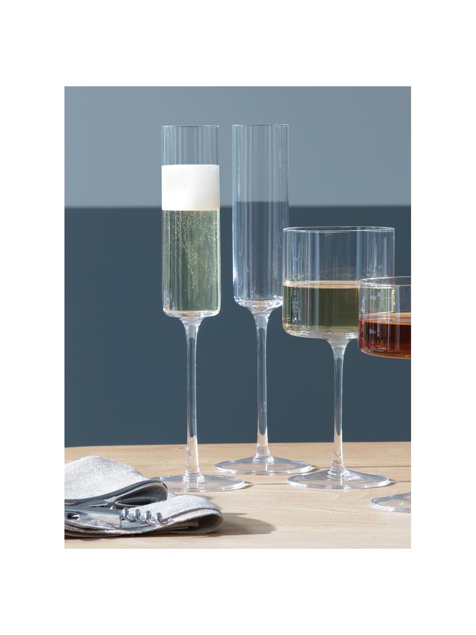 Flûte à champagne soufflée bouche Otis, 4 pièces, Verre, Transparent, Ø 7 x haut. 26 cm, 150 ml